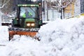 Snow removal winter service with a truck in the Salzkammergut Royalty Free Stock Photo