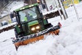 Snow removal winter service with a truck in the Salzkammergut Royalty Free Stock Photo