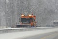 Snow removal winter service with a truck in the Salzkammergut Royalty Free Stock Photo