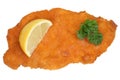 Schnitzel chop cutlet with lemon isolated Royalty Free Stock Photo