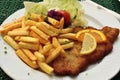 Schnitzel with french fries Royalty Free Stock Photo
