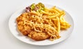 Schnitzel with fried onion Royalty Free Stock Photo