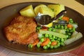 Schnitzel, pork escalope in beer gravy Royalty Free Stock Photo