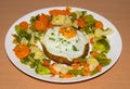 Schnitzel with vegetables and egg. Background Royalty Free Stock Photo