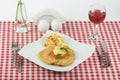 Schnitzel and wine Royalty Free Stock Photo