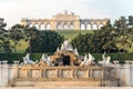Schoenbrunn Palace Garden Gloriette and Neptune Fountain in Great Parterre of Schoenbrunn