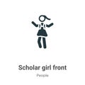 Scholar girl front vector icon on white background. Flat vector scholar girl front icon symbol sign from modern people collection