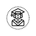 Black line icon for Scholar, diploma and education