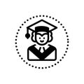Black solid icon for Scholar, diploma and education