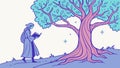Scholar Under Ancient Tree - Wisdom and Nature\'s Harmony, vector design Generative AI Royalty Free Stock Photo