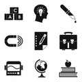 Scholarly icons set, simple style