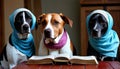 Scholarly Pooches with Books