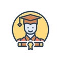 Color illustration icon for Scholars, degree and diploma