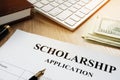 Scholarship application for student. Money for education.