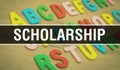 Scholarship with Back to school Education concept background. Abstract Education background with Colorful pencil crayons and