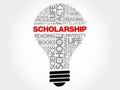 Scholarship bulb word cloud Royalty Free Stock Photo