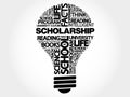 Scholarship bulb word cloud Royalty Free Stock Photo