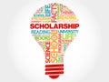 Scholarship bulb word cloud Royalty Free Stock Photo