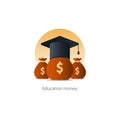 Scholarship grant money, education fee icon, payment cost