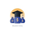 Scholarship grant money, education fee icon, payment cost