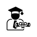 Black solid icon for Scholarship, student and money Royalty Free Stock Photo