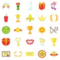 Scholarship icons set, cartoon style