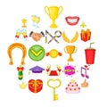 Scholarship icons set, cartoon style