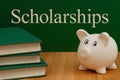 Scholarship money for education with piggy bank Royalty Free Stock Photo