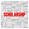 Scholarship word cloud, education concept background Royalty Free Stock Photo