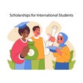 Scholarships for international students. Flat vector illustration