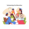 Scholarships for minorities. Flat vector illustration