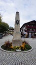 Schonau am Konigssee, Germany - October 22, 2023: Luitpold von Bayern monument at the Marktplatz main square in