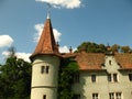 Schonborn Palace tower in Chynadiyovo, Carpathians Ukraine Royalty Free Stock Photo