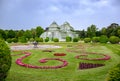 Schonbrunn Palace Gardens in Vienna with Palmenhaus entranc Royalty Free Stock Photo