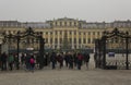 Schonbrunn Palace in Vienna, with people around