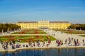 Schonbrunn palace in Vienna with tourists