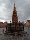 Schoner Brunnen fountain Located on the Hauptmarkt square in Nuremberg, Germany