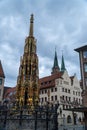 Schoner Brunnen fountain Located on the Hauptmarkt square in Nuremberg, Germany