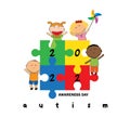 Autism awareness day. Colorful illustration. White background