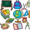 School accessories icons set Royalty Free Stock Photo