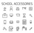 School accessories related vector icon set. Royalty Free Stock Photo