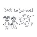 School activities. Drawing and handwriting of the child - back to school, boy and girl