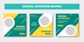 School admission Editable minimal square banner template collection. Kids school education flyer brochure design with yellow and Royalty Free Stock Photo