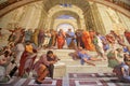 The School of Athens, Raphael room`s in Museums of Vatican, Rome Royalty Free Stock Photo