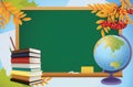 School autumn background with blackboard Royalty Free Stock Photo