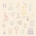 School background in chemistry .Equipment for chemic lab.Chemical flasks.Vector, illustration