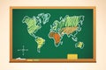 School background with geography map drawing