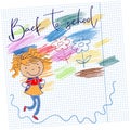 School background with hand drawn school supplies Royalty Free Stock Photo