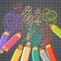 School background with pencils. Vector illustration.