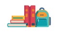 School Backpack with Books for Academic Success, vector design Generative AI Royalty Free Stock Photo